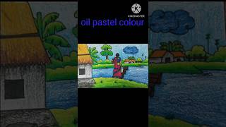 Oill pastels village beginners shorts drawing [upl. by Adyol]