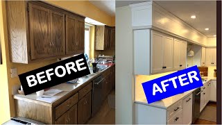 How to Paint Grainy Oak Cabinets and get a SMOOTH Finish [upl. by Htidirem76]