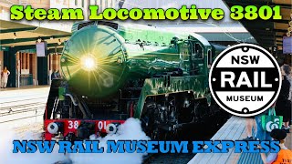 Steam Locomotive 3801  NSW Rail Museum Express 19th November 2023 [upl. by Tessie472]