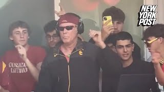 Will Ferrell pulls a Frank the Tank and crashes USC frat party to DJ [upl. by Dygal888]