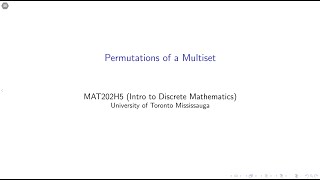 MAT202 Permutations of a Multiset [upl. by Edivad77]