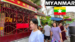 🇲🇲 Exploring Yangons Golden Pagoda Neighborhood Life Culture [upl. by Aitnyc288]