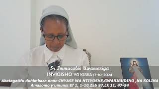 Inyigisho ya Sr Immaculée aragira ati RYA BANGA  Ijambo ryImana ryo kuwa 17102024 [upl. by Idac328]