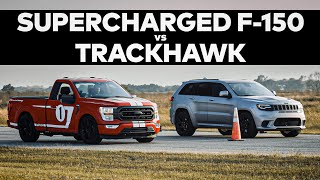 Trackhawk vs Supercharged F150 DRAG RACE  VENOM 775 by HENNESSEY [upl. by Lauretta432]