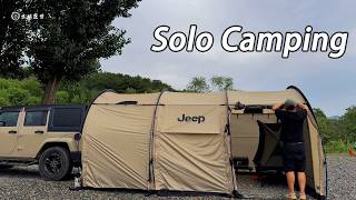 Solo Camping In A JEEP Tent jeep tent outdoors [upl. by Nedyaj839]