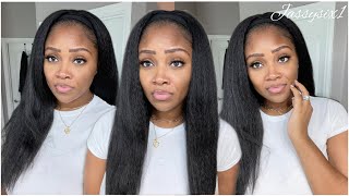 Everyday Affordable Headband Wig25 Amazon WigSynthetic Kinky Straight Wig ft YEBO Hair [upl. by Jerol]