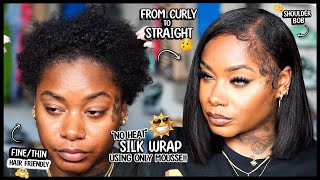 NO HEAT SUMMER I Got You… Silk Wrap On Natural Hair Using Mousse  Short Bob For FineThin Hair [upl. by Genni232]