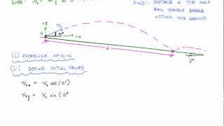 Projectile Motion Example Solving for Distance and Time  Engineering Dynamics [upl. by Ainnet]