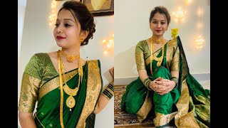 नऊवारी saree makeup look  bridal makeup  घरीच makeup कसा करायचा [upl. by Ayo903]