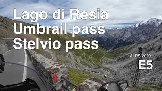 Lake Resia Umbrail pass Stelvio pass  Alps 2023 E5  Motorcycle touring  Energica Experia [upl. by Kimon477]