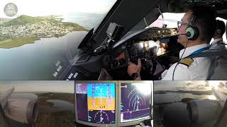 Worlds MOST DEMANDING B787 Cockpit Landing MOUNTAINS amp Short Runway Dzaoudzi Mayotte AirClips [upl. by Sugna]