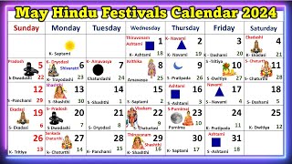 May Hindu Festivals Calendar 2024  monthly calendar 2024 maycalendar2024 calendarfestivals2024 [upl. by Ibby485]