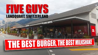 Five Guys restaurant in Landquart Switzerland Expensive but the best [upl. by Ahsekahs]