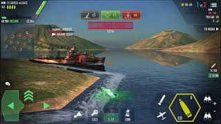 Battle of Warships FS Super Alsace VS double Uss Mahan [upl. by Rabka94]