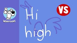 Draw Hi and High Into Cartoons  Hi vs high Wordtoons Homophone Cartoon Lesson [upl. by Dett]