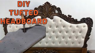 Tufted Headboard to Change a Bed Look  Wood Link [upl. by Hallee]