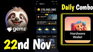 Gemz Coin Daily Combo  GemzCoin Daily Combo 22nd Nov  Gamezy Contest Code Today [upl. by Boccaj768]