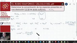 TEMA 17 ÁCIDOS Y BASES  179 CÁLCULO DEL pH EN DISOLUCIÓN DE ÁCIDO SULFÚRICO [upl. by Mohsen832]