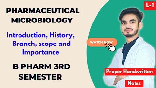 L1। U1। Pharmaceutical microbiology। Introduction history branches। B Pharm 3rd semester। [upl. by Ennaeilsel]