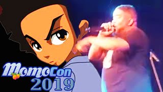 Asheru performs quotThe Boondocksquot theme song at Momocon2019 as Foxarocious screams along [upl. by Adnirim]