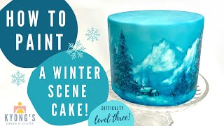 Painted Christmas Cake TutorialHow to Paint a White Christmas Cake [upl. by Cesya453]