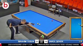 İBRAHİM TOSUN vs VAROL ŞEKER  TÜRKİYE 3 Cushion Billiards Championship A 2024 ANKARA [upl. by Sturdivant]