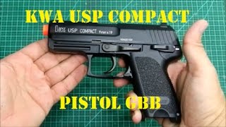 Review Pistola “airsoft” GBBP KWA HampK USP Compact [upl. by Ahsil]