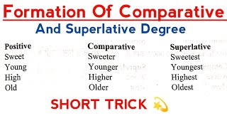 Formation Of Comparative And Superlative Degree Short Trick By Kaushal Sir [upl. by Albarran]