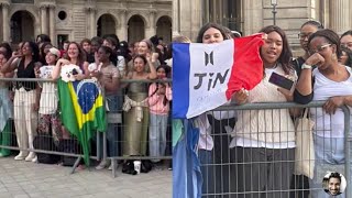 BTS Army Cheering for Jin in front of Louvre Museum in Paris Olympics 2024 [upl. by Akihsan582]