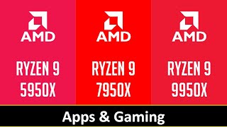 RYZEN 9 5950X vs RYZEN 9 7950X vs RYZEN 9 9950X [upl. by Tnafni]