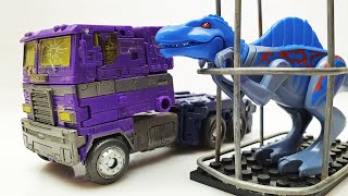 Transformers in LEGO Robot The Most Carnivores Optimus Prime Tank amp Dinosaurs Attack [upl. by Davena]