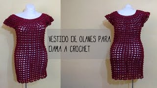 VESTIDO DE OLANES PARA DAMA A CROCHET  Labores Angélika [upl. by Alemaj]