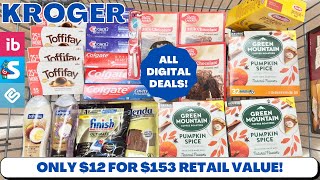 KROGER COUPONING HAUL amp DEALS  153 RETAIL VALUE FOR 12  ALL DIGITAL DEALS  1213  1219 [upl. by Antonin218]