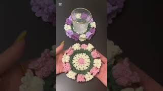 Crochet Flower Coasters beautiful handmade crochet coaster [upl. by Zippora]