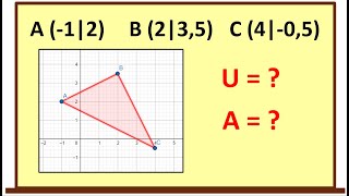 Berechne Umfang und Fläche eines Dreiecks im Koordinatensystem  vorgerechnet und erklärt [upl. by Tanitansy]