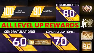 New Level Up Rewards Free Fire 2024  100 Level Up Free Fire  60708090100 Level Up Items 2024 [upl. by Alvy]