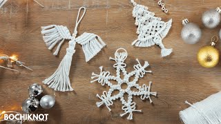 3 Macrame Hanging Ornaments  Christmas Tree Snowflake and Angel [upl. by Abate]