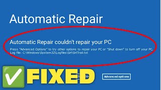 Automatic Repair Couldnt Repair Your PC Windows 11  10  Automatic Repair Loop Fix Windows 11 [upl. by Gertie]