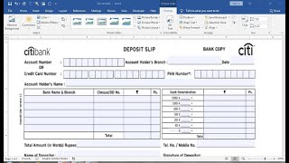 bank deposit slip template word [upl. by Freud]