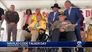 The Navajo Nation honors WWII code talkers [upl. by Aetnuahs]