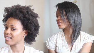 HOW TO Straighten 4C Natural Hair Tutorial No Blow Dryer Needed [upl. by Acinhoj373]