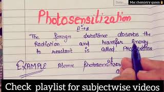 photosensitization hindi🔥 sem4  photochemistry important topic  Msc chemistry [upl. by Adnaram]