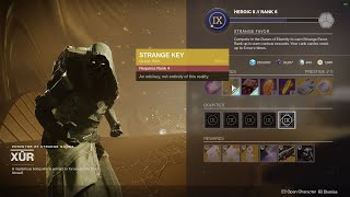 WHAT TO DO WITH THE STRANGE KEY FROM XUR  DESTINY 2 [upl. by Nosnhoj117]