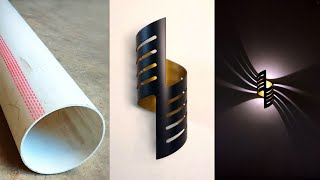 Modern Lighting Ideas from PVC Pipe  Simple Wall Lamp  DIY Crafts [upl. by Delfine]