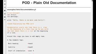 Beginner Perl Maven tutorial 18 POD  Plain Old Documentation [upl. by Cressy612]