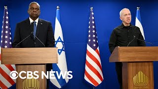 Watch US Defense Secretary Austin Israeli defense minister hold joint news conference [upl. by Nosduh]