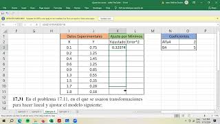 Ajuste de curvas no lineales por mínimos cuadrados haciendo uso de Solver de Excel [upl. by Finley520]