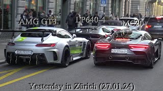 Cars in Zürich 83  Mercedes AMG GTS Carbonerre Project GT2 RS MC 20 812 F12 SV GT4 RS etc [upl. by Jabez]