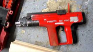 Firing a Hilti DX450 into 70mm of timber [upl. by Sulrac]