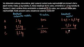 Slovní úlohy s lineárními rovnicemi cukerný roztok  Matematika  Khan Academy [upl. by Edahc70]